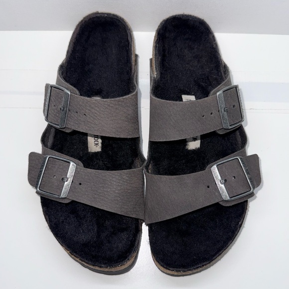 BIRKENSTOCK ARIZONA SHEARLING DESERT DUST BLACK - Picture 2 of 10